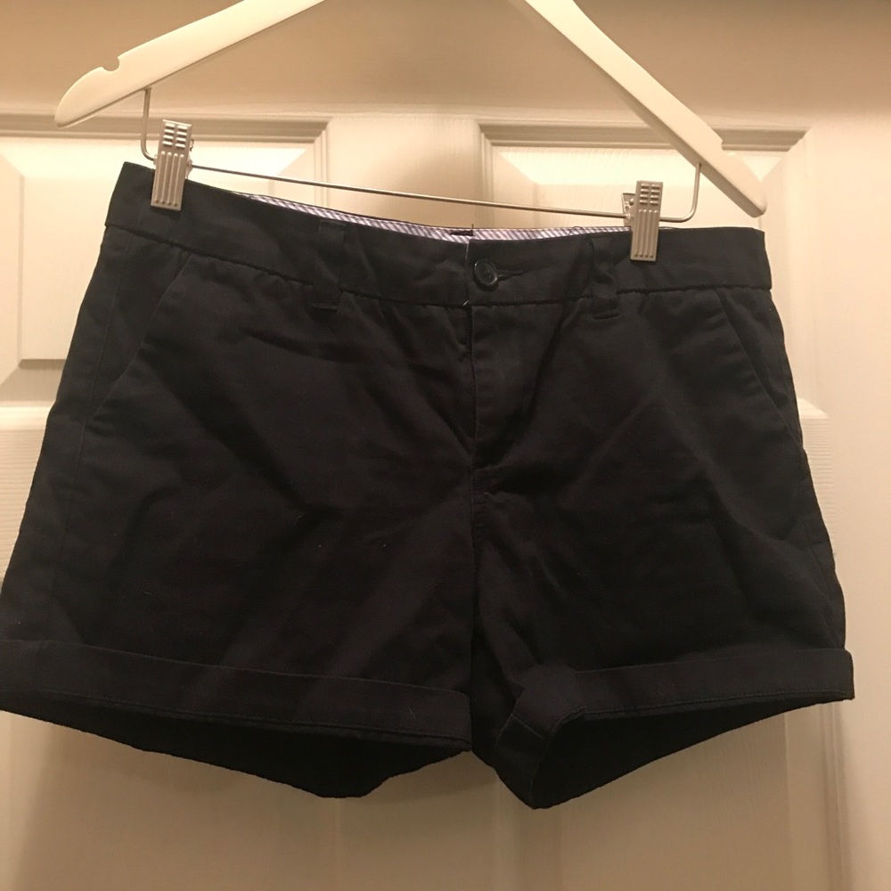 Black cuffed shorts